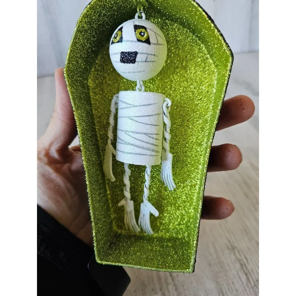 Pier 1 mummy coffin‎ glitter Halloween decor rare